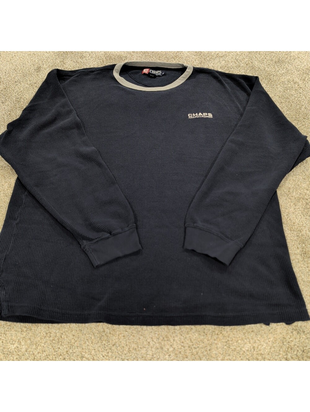 Chaps Ralph Lauren Men's XL Long Sleeve Thermal Shirt Black with Gray Trim